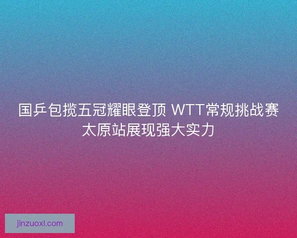 国乒包揽五冠耀眼登顶 WTT常规挑战赛太原站展现强大实力